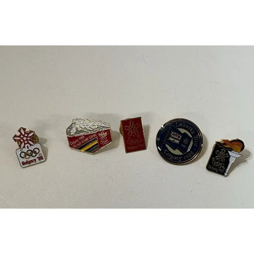 Lot Of 5 Vintage 1988 Calgary Canada Winter Olympic Games Lapel Pins